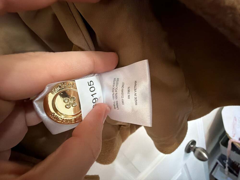 Michael Michael Kors Camel Double-Breasted Short Wool Blend Peacoat - Picture 8 of 8